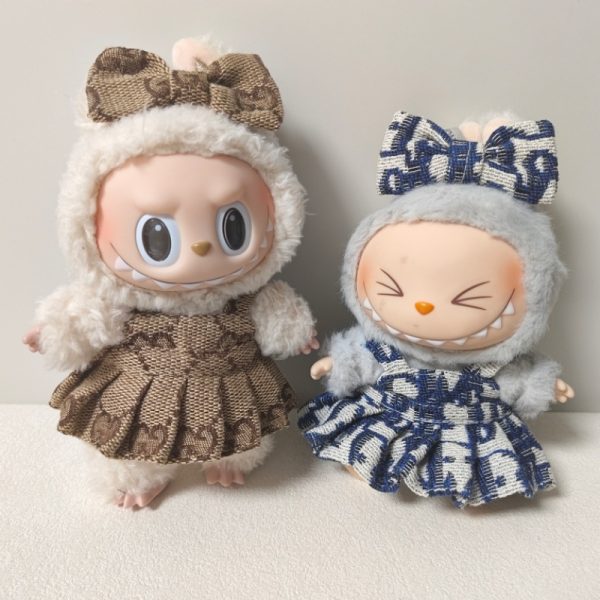 17cm Labubus Mini Doll Luxury Clothing Set Bow Headband Dress Outfit  Labubu II Doll Sitting Party Game Clothes Toys Accessories