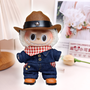 Labubu Ropa 3.0 Western Cowboy Jumpsuit With Hat Set For V1/V2 Labubu Outfit Cute Doll Clothes Accessories Trendy Gift