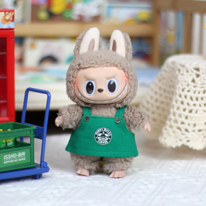 Labubu 17cm Doll'S Clothes Outfit Accessories Clothing Cartoon Green Coffee Dress With Shoes