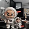 17cm Labubu Astronaut Vinyl Dolls Clothes Set Case Kawaii Cartoon Universe Charm Outfit Space Theme Baby Bag With Chain - Image 5