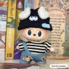 17cm Mini Doll'S Clothes Outfit Accessories For Korea Kpop Exo Labubu Idol V1 V2 Striped Sweater Overalls Glasses Hat Clothing - Image 3