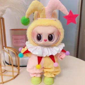 New  17cm Standing Doll Clothes Circus Clown Style Handmade Dress Up Mokoko Doll Accessories Ornaments Headdress Clothes