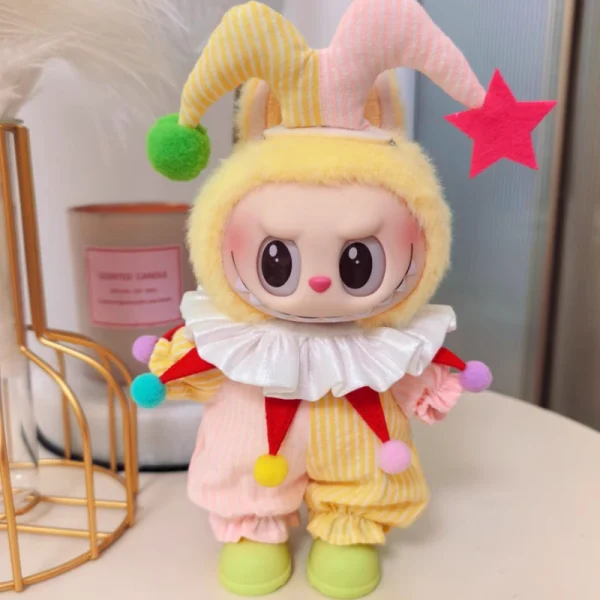 New  17cm Standing Doll Clothes Circus Clown Style Handmade Dress Up Mokoko Doll Accessories Ornaments Headdress Clothes