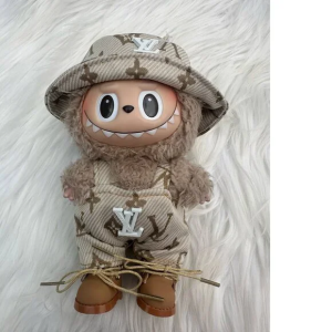 Labubu outfits Plush Doll Replacing Overalls Clothes Set No Toys Color Beige